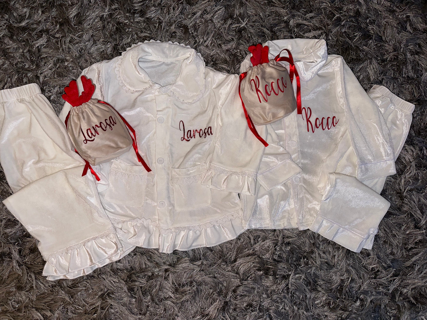 White Boys/Girls Velour Pyjamas