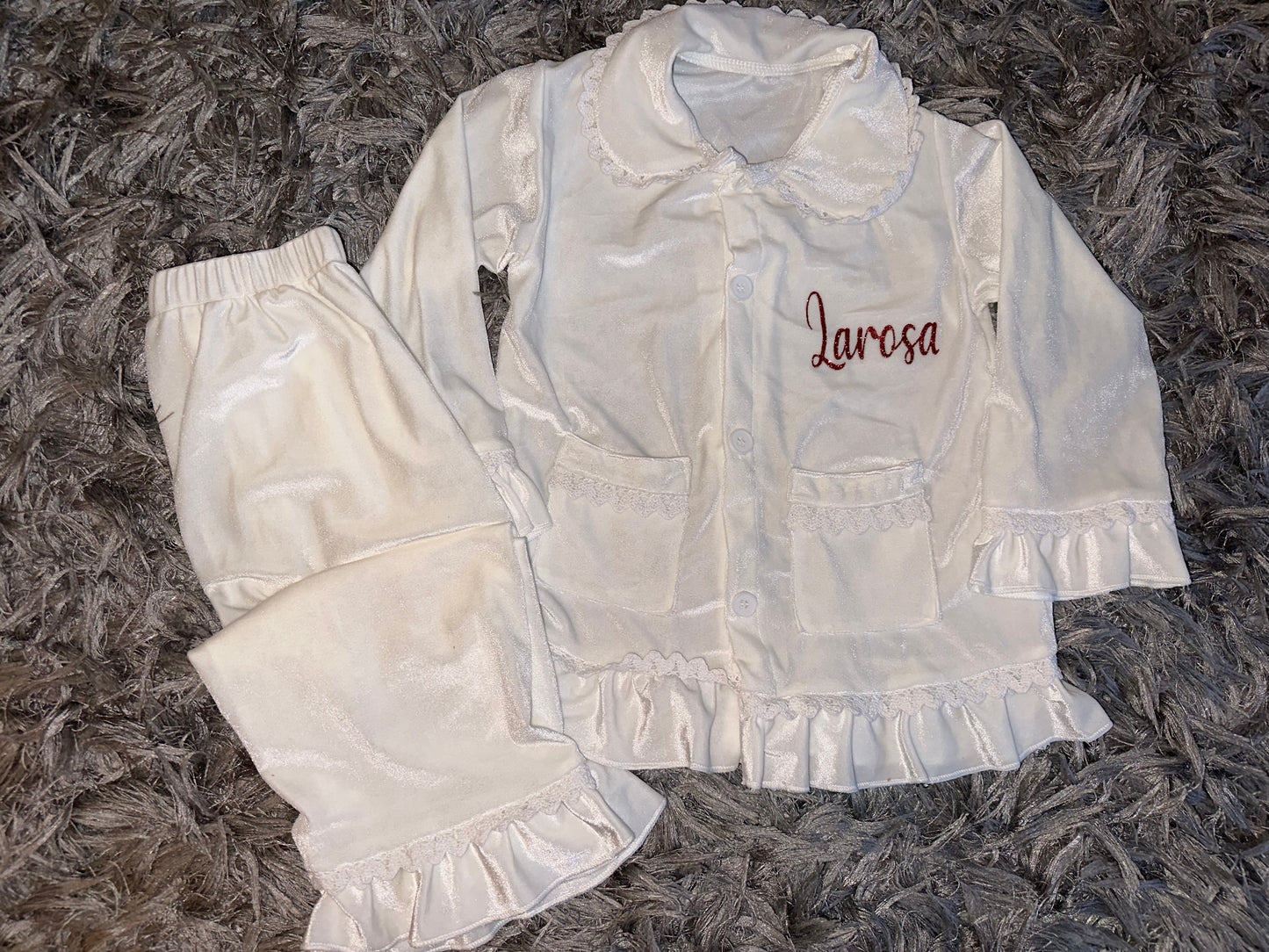 White Boys/Girls Velour Pyjamas