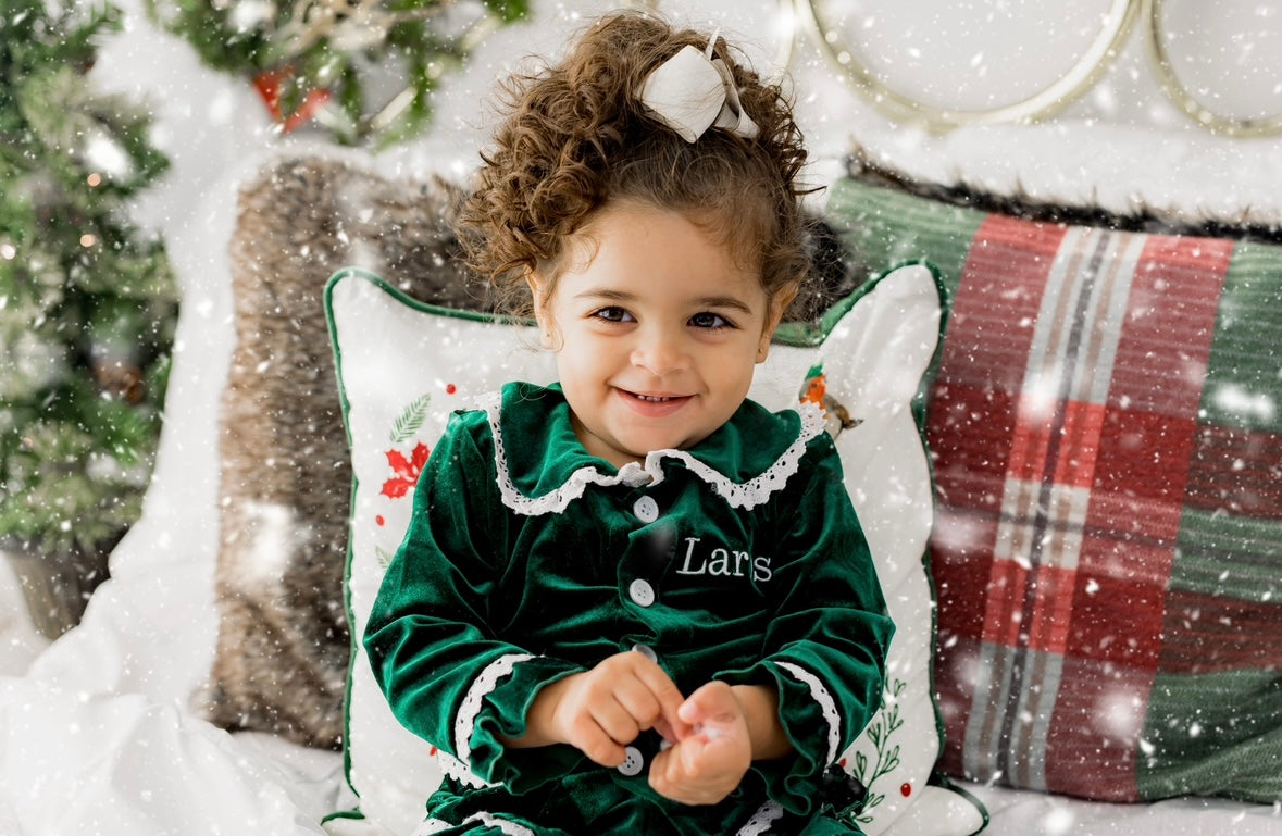 Green Girls/Boys Velour Pyjamas