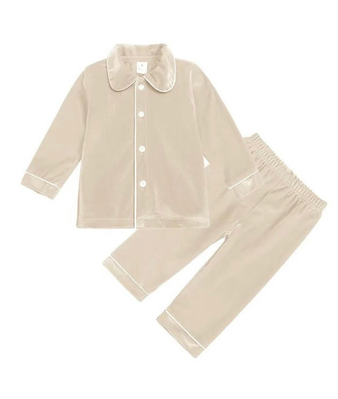 Cream Girls/Boys Velour Pyjamas