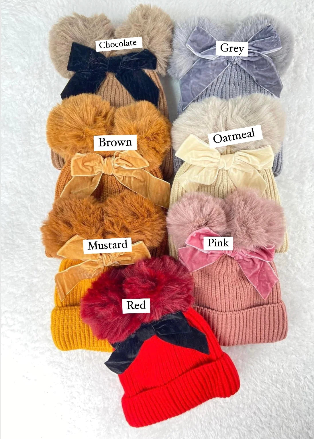 Personalised Pom Pom Bow Hats