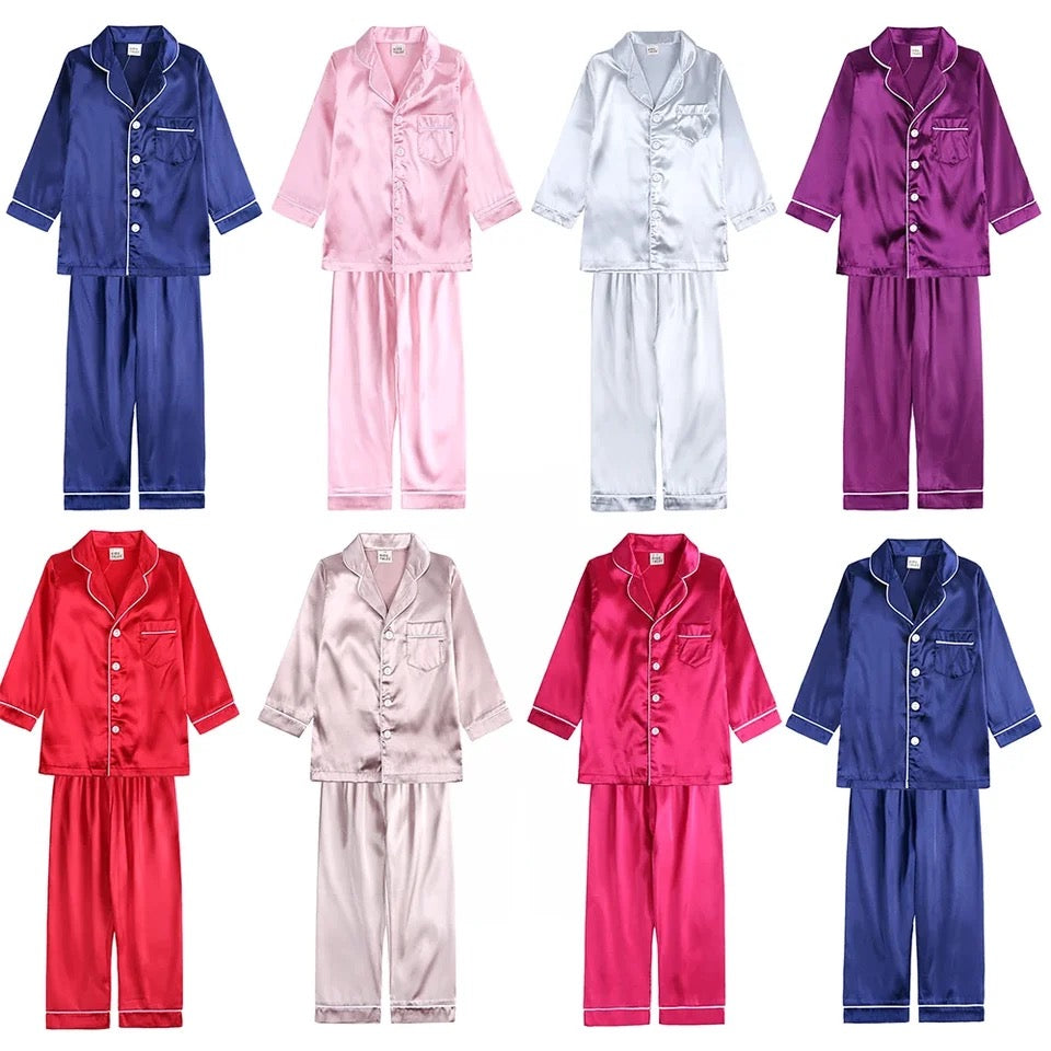 Long Kids Satin Pyjamas