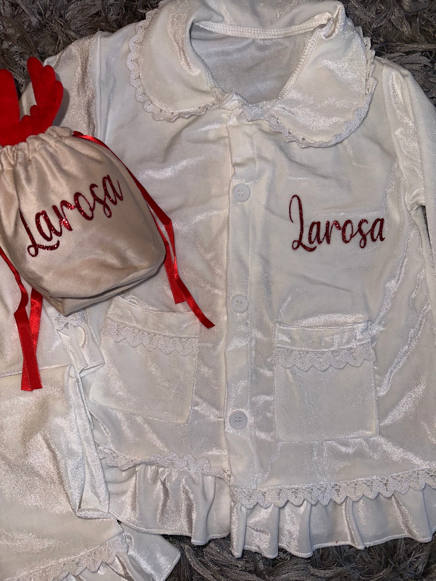 White Boys/Girls Velour Pyjamas