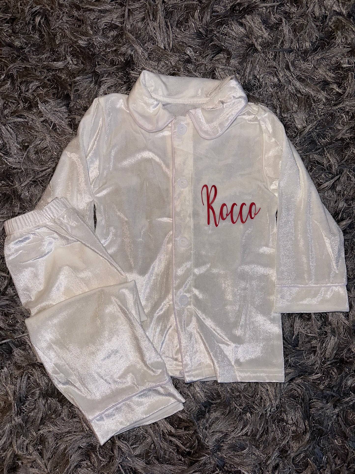 White Boys/Girls Velour Pyjamas