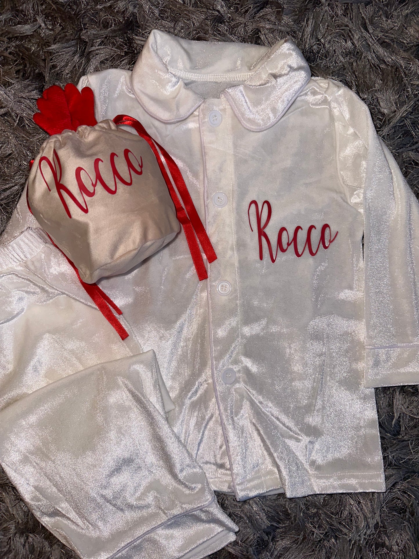 White Boys/Girls Velour Pyjamas