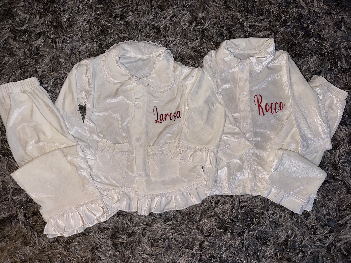 White Boys/Girls Velour Pyjamas
