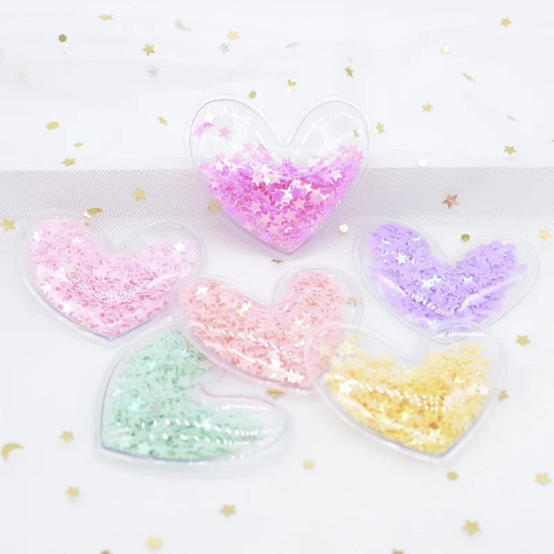 Transparent Sequin Filled Heart