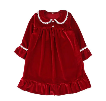 Girls Christmas Velour Nightgowns