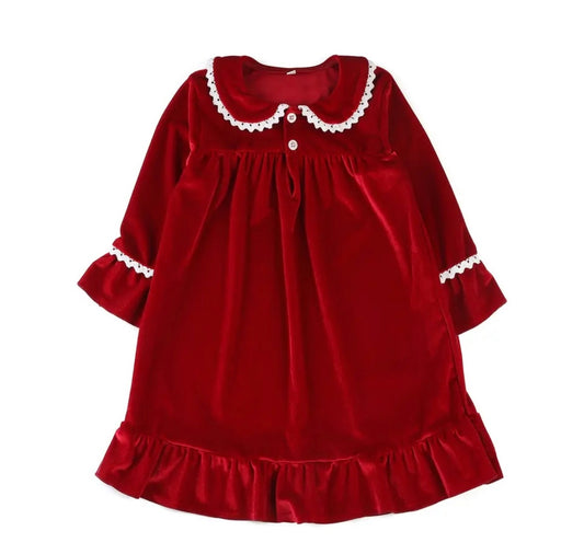 Girls Christmas Velour Nightgowns