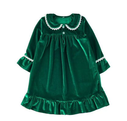Girls Christmas Velour Nightgowns