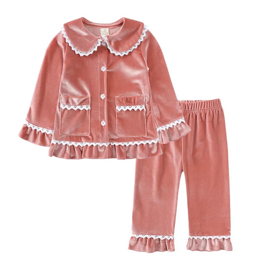 Pink Girls Velour Pyjamas