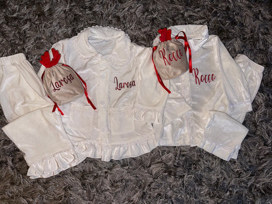 White Boys/Girls Velour Pyjamas