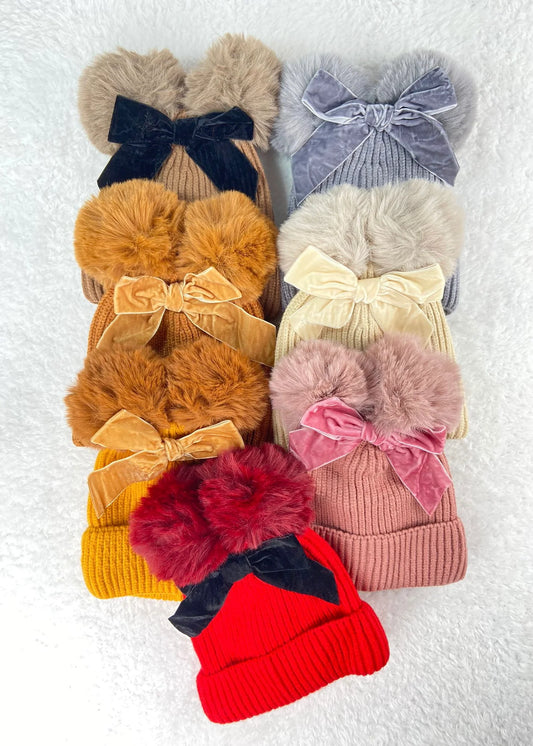 Personalised Pom Pom Bow Hats