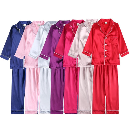 Long Kids Satin Pyjamas