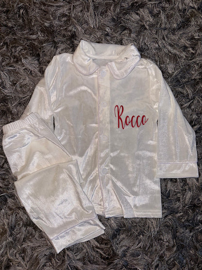White Boys/Girls Velour Pyjamas