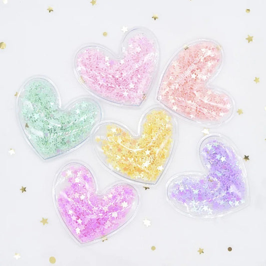 Transparent Sequin Filled Heart