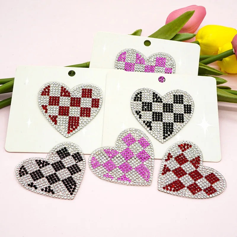 Checked Rhinestone Heart