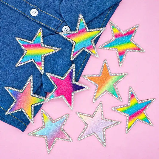 Rainbow Rhinestone Sparkly Star